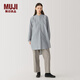 無(wú)印良品（MUJI）Labo 女式 桑蠶絲混 束腰長(zhǎng)上衣 襯衫 外套 秋冬季款A(yù)F033C4A 淺灰色條紋 XL (165/92A)