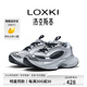 LOXKI洛克斯基復(fù)古老爹鞋子男厚底增高情侶休閑鞋 SpaceCraft 飛船跑鞋 黑洞銀 36
