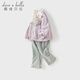 戴維貝拉（DAVE＆BELLA）春裝新款女童九分褲套裝女寶寶外套褲子兩件套兒童衣服童裝 灰紫色【現貨】 90 cm（建議身高80-90cm）