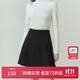 范思藍(lán)恩23FS11193 學(xué)院風(fēng)減齡百褶短裙女春秋季高腰a字半身裙子 黑色 XL