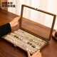 旻勝胡桃木紋耳環(huán)釘飾品首飾收納盒帶鎖扣大容量透明防塵防氧化單層 階梯款-灰絨 收納耳環(huán)、耳釘【大容量可放50對】