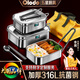 歐樂(lè)多（Olodo）316不銹鋼飯盒專用食品級(jí)小學(xué)生上班族餐盒食堂打飯盒便攜便當(dāng)盒 抗菌316L 飯盒【小號(hào)】袋+316L餐具