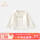 班喜迪女童長(cháng)袖t恤春秋新款洋氣女寶寶翻領(lǐng)上衣兒童公主衣服秋裝打底衫 米色 110