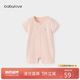 babylove嬰兒連體衣夏季薄款透氣短袖哈衣爬爬服純色睡衣寶寶休閑衣服夏裝