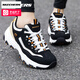 斯凱奇（Skechers）女鞋秋冬2025新款厚底增高老爹鞋小白鞋網(wǎng)面熊貓鞋輕便休閑運動(dòng)鞋 黑色/金色-BKGD 36