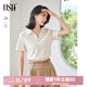 歐莎（OSA）純色V形polo領(lǐng)t恤衫女士夏季衣服2025新款短袖高檔顯瘦減齡上衣 米白色 M