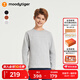 moodytiger男童衛(wèi)衣抓絨防風冬季兒童衛(wèi)衣吸濕排汗保暖圓領(lǐng)套頭休閑運動衫 淺花灰 165 cm