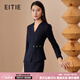 愛特愛（EITIE）氣質(zhì)V領(lǐng)修身短款顯瘦小西裝上衣通勤OL時尚冬新款簡約通勤6813504 深藍31 L 165