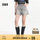 森馬（Semir）牛仔褲女寬松美式熱褲酷颯風夏街頭毛邊短褲復古辣妹103324122010