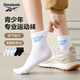 銳步（Reebok）25年夏季青少年運(yùn)動(dòng)中筒襪男女童襪薄款透氣吸汗防臭棉襪親子襪