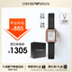 安普里奧·阿瑪尼（Emporio Armani）手表女士 鑲鉆方表盤皮帶石英時(shí)尚表送女友生日禮物AR11248
