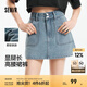 森馬牛仔褲女顯腿長短褲潮酷夏2025新款防走光時尚高腰裙褲小個子 牛仔藍灰88401 29