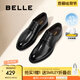 百麗正裝皮鞋男內(nèi)增高婚鞋真皮透氣緩震商務(wù)鞋A1095AM3預(yù)售 黑色【經(jīng)典款】 42 (260mm)