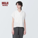 無印良品（MUJI）女式 易干彈力泡泡紗 開領短袖衫女士襯衫襯衣外套夏季款BC2JPA4S 白色 XL (165/92A)