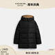 蔻馳（COACH）奧萊女士聚酯纖維經(jīng)典標志中長(cháng)款冬季戶(hù)外羽絨服外套保暖 黑色 M