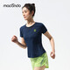 馬孔多（macondo）抑菌短袖T恤銀離子抗菌腋下一片式結構夜跑反光夜海藍女L