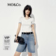 MO&Co.針織衫2025夏新品網(wǎng)球風(fēng)半開襟POLO翻領(lǐng)刺繡正肩短款MBE2SWTT06 本白色 L 170
