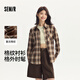 森馬（Semir）長袖襯衫女中長款慵懶寬松落肩秋季chic復(fù)古格紋襯衣101524105004