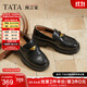 他她（TATA）女鞋預言家2025秋時(shí)尚百搭單鞋樂(lè )福鞋黑色小皮鞋FUV01CA5 黑色 37