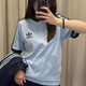 阿迪達(dá)斯（adidas）三葉草男裝女裝 2025夏季新款時尚情侶圓領(lǐng)短袖T恤修身休閑運(yùn)動服 JN7018/藍(lán)色全棉/男女同款 L