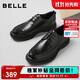 百麗通勤商務(wù)皮鞋2025男牛皮褶皺增高休閑鞋A1373AM4 黑色2  41