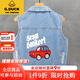 G.DUCKKIDS名品 2024新款男童韓版春秋裝坎肩寶寶背心兒童馬甲上衣牛仔 紅色小汽車(chē)(單馬甲) 130建議身高125-130厘米