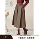 紫涵（ZIHAN）紫涵復古PU皮裙女秋季美拉德高腰松緊半身裙中長(cháng)款A字裙 咖色 XL