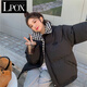 LPOX棉服女棋盤格外套女2025冬季森系面包服ins韓版寬松棉衣潮 黑色 L (建議110-125斤)