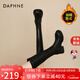 達(dá)芙妮（DAPHNE）厚底靴子女長(zhǎng)筒靴2025新款秋冬季復(fù)古百搭高跟增高抗寒學(xué)生瘦瘦靴 黑色（加絨） 36