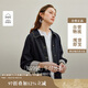 茵曼拼接條紋原色短牛仔外套2025秋女裝新款復(fù)古上衣 深牛仔藍(lán) S