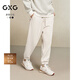 GXG男裝 雪尼爾肌理休閑褲寬松束腳褲通勤衛(wèi)褲長(zhǎng)褲 2024冬季新品 白色1 S