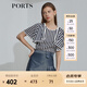 PORTS寶姿 商場(chǎng)同款新品女裝條紋荷葉邊短袖襯衫SL8B006KFB024 丈青白條紋 M (6)