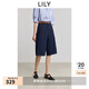 LILY2025夏新款女裝復古棉麻寬松休閑百搭原色闊腿牛仔褲七分褲 412藏藍 M