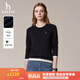 哈吉斯（HAZZYS）女裝 秋季女士毛衫撞色假兩件簡(jiǎn)約休閑套頭羊毛衫女 藏青色NV M (160/84A 38)