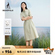 beanpole【度假連衣裙】濱波  春夏女士工裝風(fēng)卡其色短袖收腰連衣裙 卡其色 M 165/88A