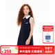 ELLE KIDS童裝 法式學(xué)院風(fēng)polo領(lǐng)背心裙女童春夏臘腸狗無(wú)袖連衣裙 藏青色 160 (S)