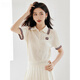 薩拉維夫 SLLAVIF英國品牌學院風兩件套女2025夏裝新款撞色polo領(lǐng)針織衫百褶裙套裝 米色針織衫+半身裙 S