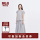 無印良品（MUJI） IDEE 女式 平紋 法國袖罩衫 短袖t恤上衣 女裝25年夏季 GA42CC5S 煙熏綠色 M （155/80A）