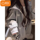 棉致美式復(fù)古拼接格子連帽外套女春秋季2025新款休閑上衣慵懶開衫衛(wèi)衣 154灰色【高品質(zhì)35.5】 L 100-120斤