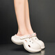 PointZerone夏季洞洞鞋女軟底厚底增高防滑護士上班日系防臭外穿涼拖鞋涼鞋女 白色升級版 38-39 適合37-38的腳