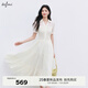 伊芙麗（eifini）【天鵝裙】伊芙麗設計感雪紡襯衫連衣裙女2025夏季新款魚(yú)尾蛋糕裙 米白 短袖版 S 80-115斤