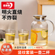 青蘋(píng)果耐高溫冷水壺大容量玻璃涼水壺泡茶壺可圍爐煮茶壺 豎紋壺+豎條紋2只杯子