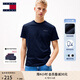 TOMMY JEANS【純色純棉】25夏季男裝平紋針織美式寬松短袖/修身圓領(lǐng)上衣T恤 【純色修身】藏青色C1G XL