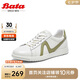 Bata休閑鞋女牛羊皮通勤輕便板鞋ZPB43AM4 米白/綠 36