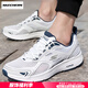 斯凱奇（Skechers）男鞋夏季2025年新款跑步鞋透氣運動鞋舒適網(wǎng)面鞋緩震休閑鞋鞋子男 白色/海軍藍色 /主推款  曬圖返5 41 內(nèi)長260mm