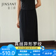 金三塔真絲可外穿羅紋正肩短袖真絲小衫半裙 黑色(半裙) XL