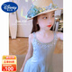 迪士尼（Disney）童裝女童裙子夏季新款兒童夏裝波西米亞吊帶連衣裙時(shí)尚氣質(zhì)小女孩 藍(lán)色 140 建議9~10歲（130-140cm）