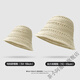 茶小阿鏤空針織漁夫帽子女2024新款水桶帽ins文藝薄款透氣防曬盆帽 米色 (ins風(fēng)純手工鉤織帽)高品質(zhì) 加大碼(60-65cm)#大頭圍福音