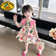 G.DUCKKIDS女童連衣裙夏裝裙子2025新款兒童公主裙夏季女寶寶網(wǎng)紅炸街碎花裙 米色 110 cm
