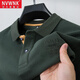 NVWNK100%純棉男士polo保羅衫長(cháng)袖上衣中年春季商務(wù)休閑高端爸爸t恤男 軍綠色長(cháng)袖 100%新疆長(cháng)絨棉 M 90-120斤